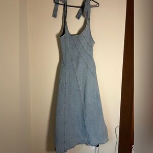 Light Wash Blue Denim Tank Maxi Dress